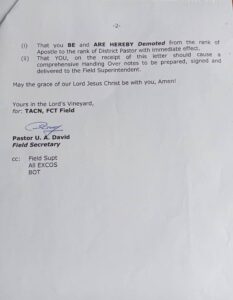 Leaked Letter: Crisis Rocks Apostolic Church As Pastor Ikpe Demoted