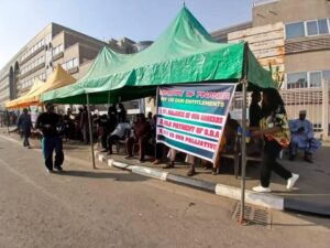 BREAKING: Retired Military Personnel Block Finance Ministry, Photos