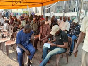 BREAKING: Retired Military Personnel Block Finance Ministry, Photos