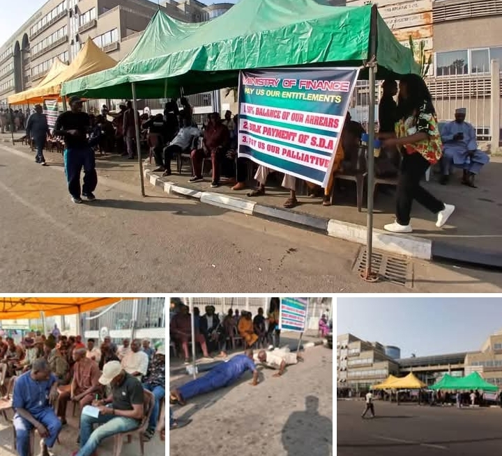 BREAKING: Retired Military Personnel Block Finance Ministry, Photos